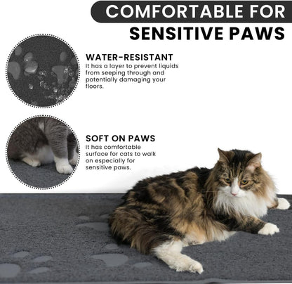 Andalus Small Cat Litter Mat, Pack of 1 - Waterproof, Non-Slip & Easy to Clean Cat Litter Box Mat for Extra Efficient Pet Litter-Trapping, Grey (15.75” X 11.75”)