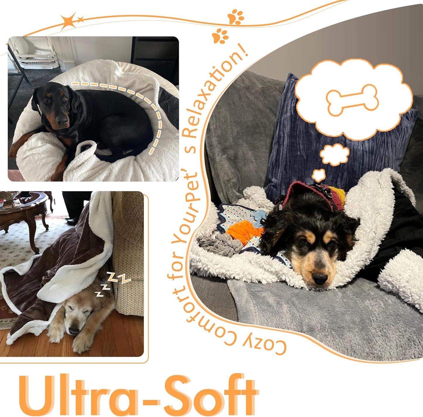 Dog Blankets for Large Dogs, Soft Fluffy Fleece Pet Blankets for Couch, Sofa, Dog Beds, Car Seats, Creat, Washable, 50X60 Inches, Black